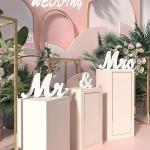Large White Mr & Mrs Sign for Wedding Table with Just Married Banner - Wooden