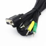 RS232 Serial DB15 D Sub 15 Cable 3*3.5MM VGA Male To Male Cable