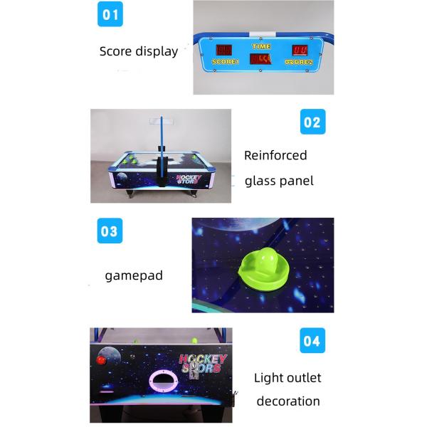 4 Player Arcade Air Hockey Table Game Machine Acrylic Surface 230V