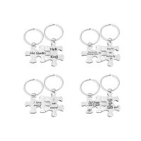 Buy cheap Keychain Stainless steel couple puzzle pendant hanging ornament Valentine's Day gift logo words engraved lettering product