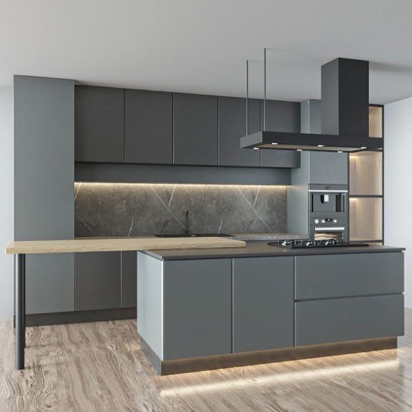 Buy cheap HPDL 200mm Blue And Pink PVC Island Kitchen Cabinets Pvc Modular from wholesalers