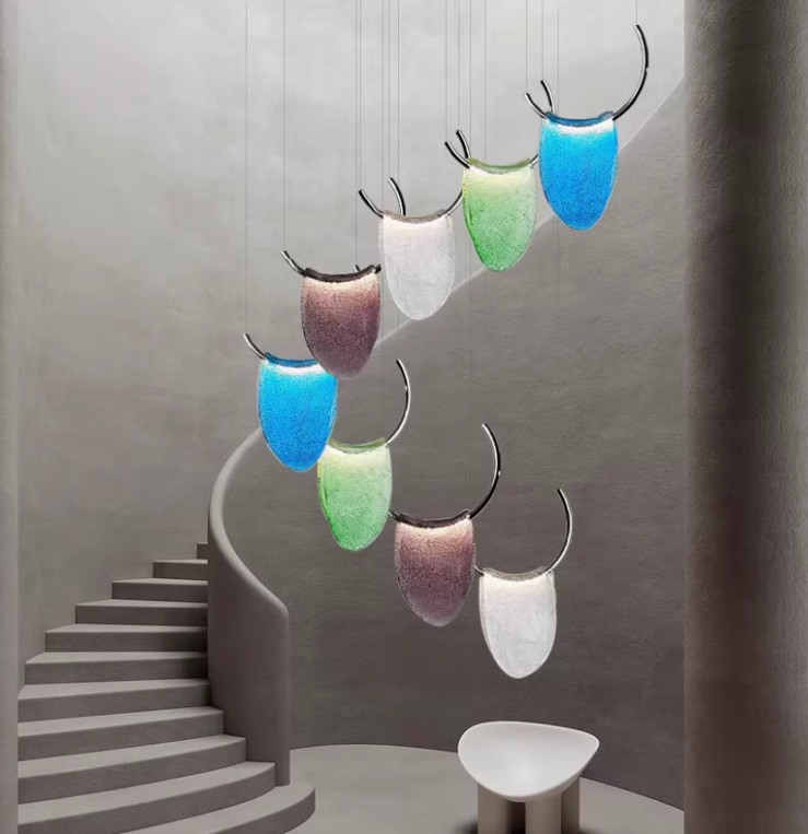 Modern art celebrity living room bedroom children's room designer recommended restaurant bar colored glass chandelier