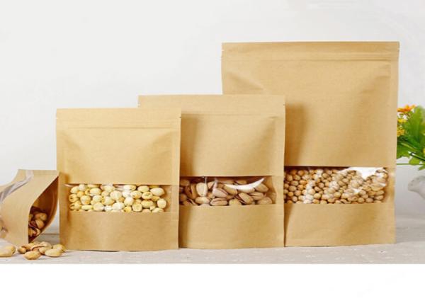 Buy cheap Heat Seal Snack Food Plastic Pouch Packaging , Kraft Paper Zipper Bags With Window from wholesalers