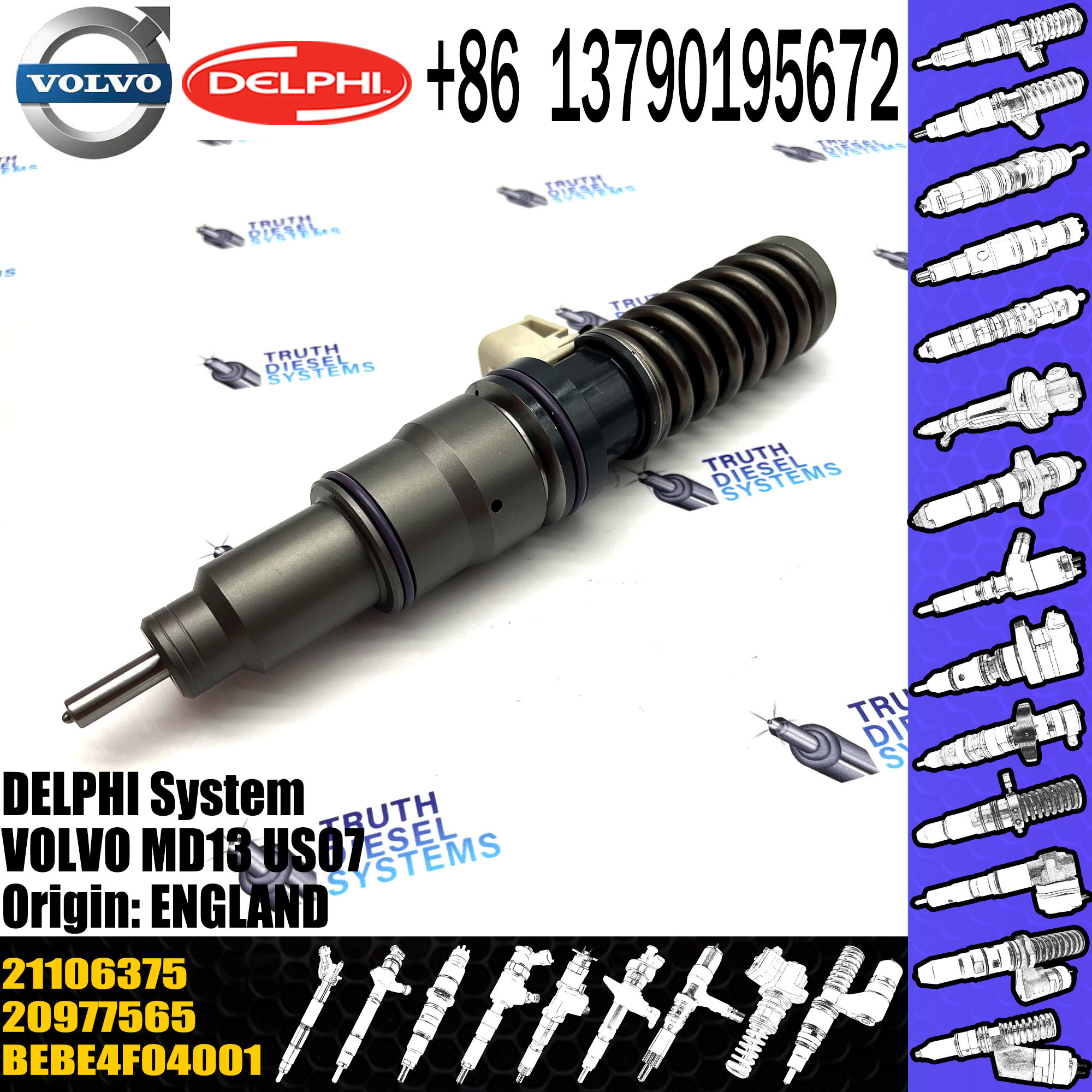 Direct Sale Diesel Fuel Injector 20977565 21106375 21244717 BEBE4F07001 For VOL MD13 US07