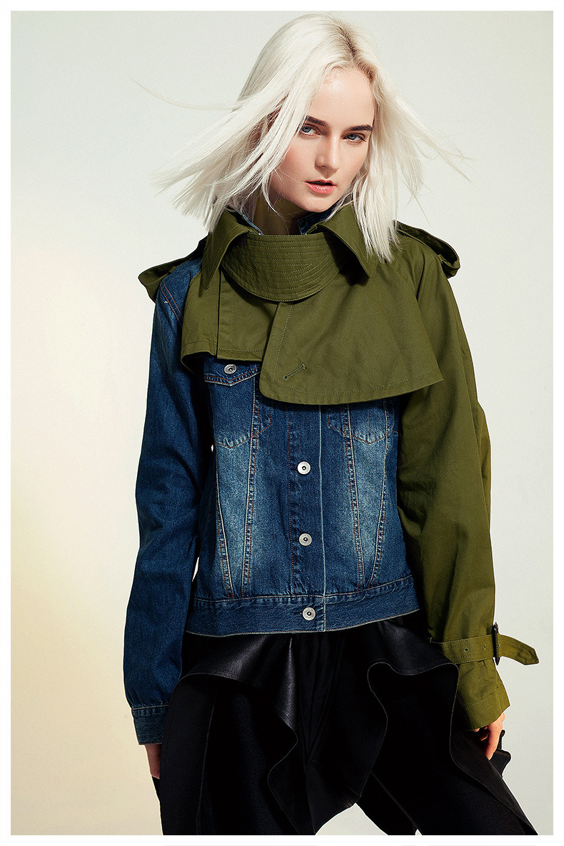 QUICK DRY Winter Use Women's Fashion Jacket High Street Contrast Women's Quilted Denim Jackets