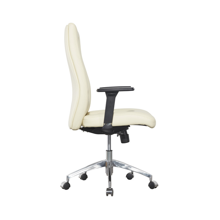 Medium Back Revolving Leather Office Swivel Chairs 320 Mm Black Nylon BIFMA Odm