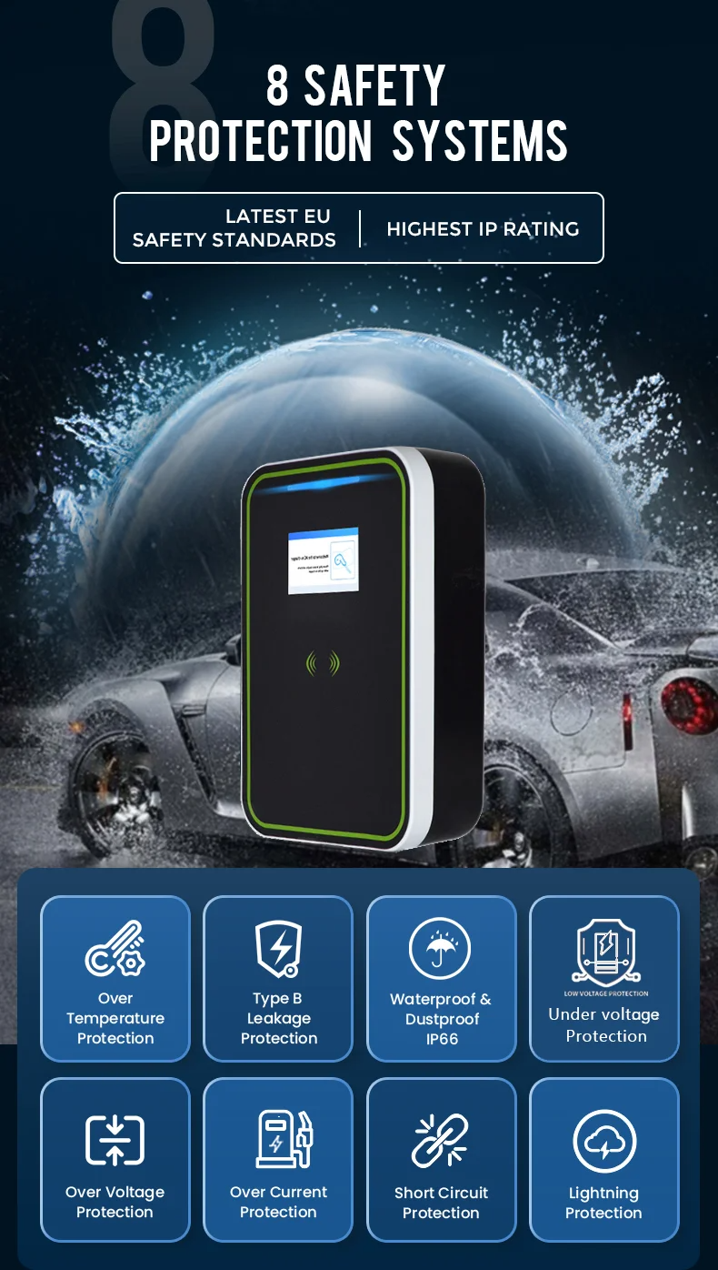 OCPP 1.6J 32A 3 Phase Wallbox EV Charging Pile 7kw - 22kw 380V Wallbox Electric Car Charger
