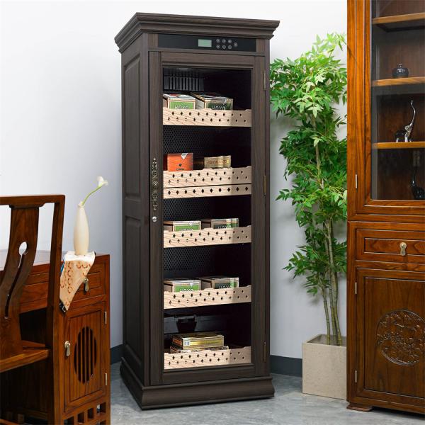Buy cheap Premium Quality Dark Brown Solid Wood Frame Cigar Cooler Humifier With Locker from wholesalers