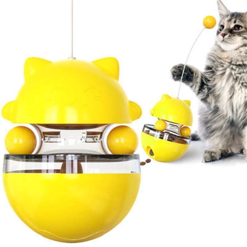 Cat Tumbler Turntable Funny Cat Stick Toy Self Hi Swing Leaky Ball Slow