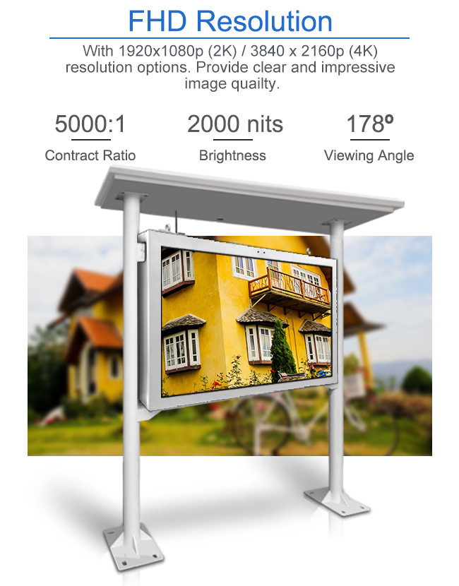 43 Inch 49 Inch 55 Inch Outdoor Digital Signage IP55 Waterproof