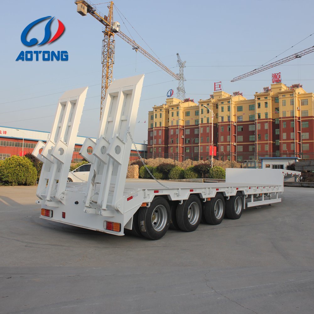 2 Axle 28 Tons Lowbed Lowboy Truck Trailer Semi Trailer for Heavy Equipment Transport