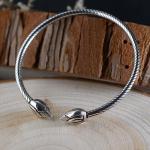 Sterling Silver Lotus Flower Wire Cable Cuff Bracelet Women Bangle(SZ0199)