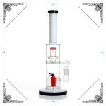 14'' Straight Glass Bongs America Red Extinguisher / Birdcage Percolator