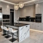 Modern Light Luxury Custom Kitchen Cabinet With Stainless Steel Stove Integratio