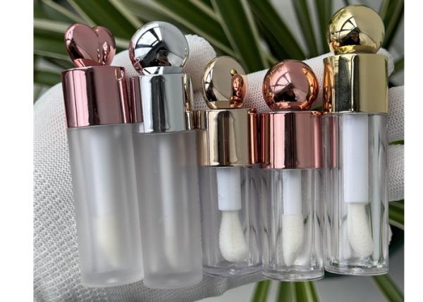 Buy cheap OEM Custom Logo 4ml 6ml Cute Lid Rose Gold/gold/sliver Lip Gloss Bottle with Big Brush from wholesalers