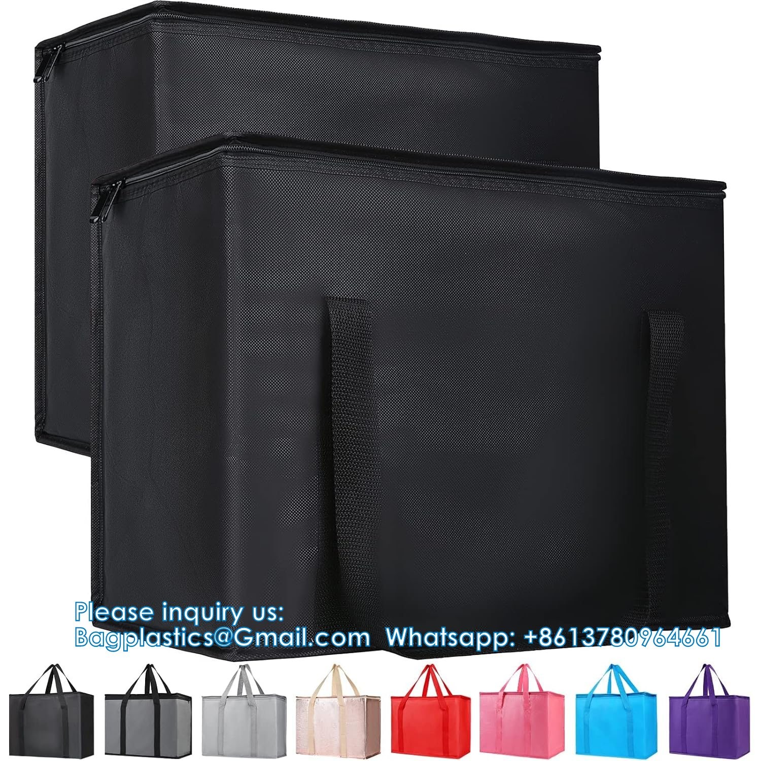 Insulated Food Delivery Bag With Hard Bottom, XXX-Large Insulated Reusable Grocery Cooler/Hot Bags, Tote Bag
