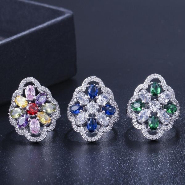 Crystal Rings For Women Circle CZ Ring Fashion Engagement Ring Jewelry Copper