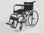 Low Price Basis Black Coating Steel Frame Folding Steel Wheelchair With Solid