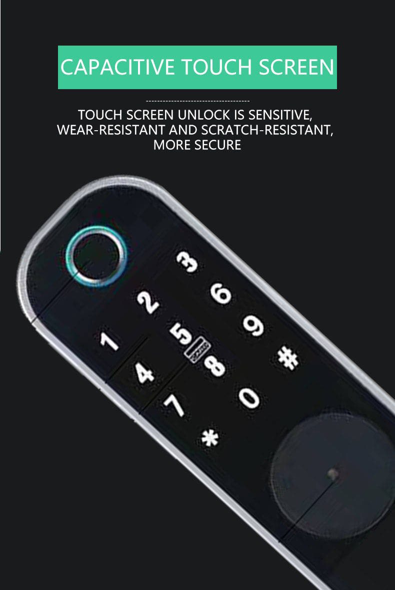Security Smart Rim Lock Black Automatic Door Lock For Home