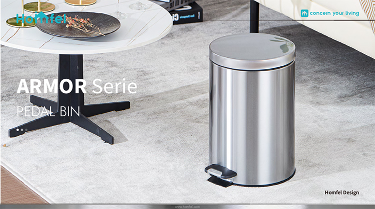 Convenient Rolling Cover Foot Pedal Bin 3L/5L/8L/12L/20L/30L Stainless Steel Trash Can for Hygienic Garbage Collection