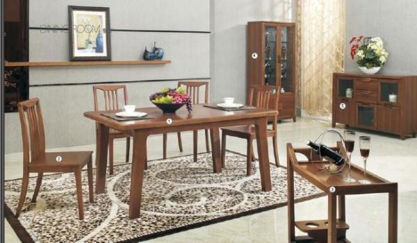 Buy cheap Full Rubber Solid Wood Dining Table , Dining Room Chairs Wine Cabinet from wholesalers