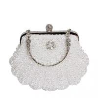 Buy cheap White Shell Shape Pearl Hand Bags Hand Woven For Women 22cm length 18cm height product
