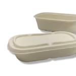 Food Safe 850ml Pulp Lunch Box Compostable Take Out Containers In Restaurante