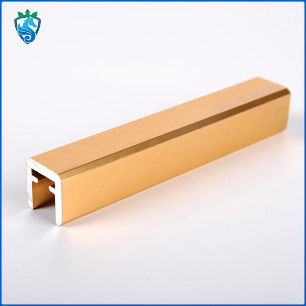 Buy cheap Golden Glass Aluminum Profile For Stairs Section Handrail Card Slot Anti Fingerprint from wholesalers