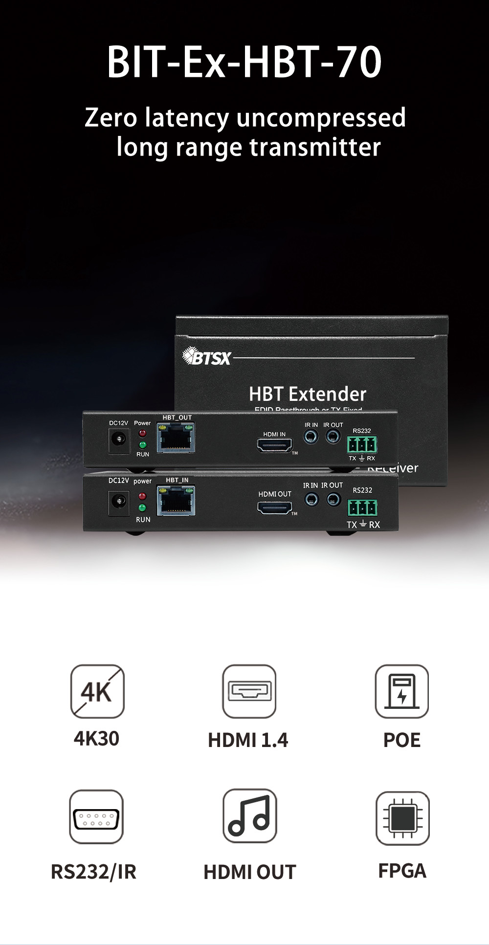 bitvisus 4K POE HDMI Extender 70M HDMI Transmitter And Receiver