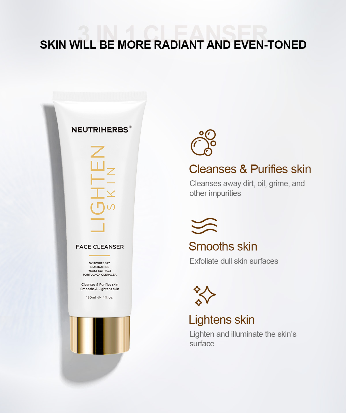Neutriherbs Private Label Vegan Facial Skin Care Symwhite 377 Lighten Whitening Face Cleanser