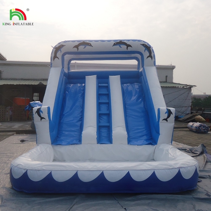 Commercial Water Slide Inflatable Kids Outdoor Double Lane Inflatable Water Slides With Pools