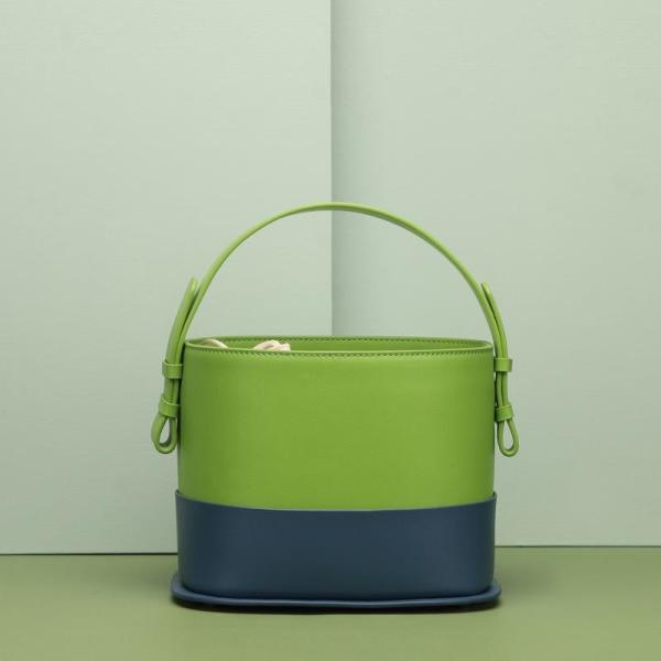 Buy cheap Green Bucket Handbags Cowhide Leather Multi Color Shoulder Bags For Women from wholesalers