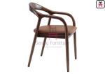 No Foldable PU Leather Ash Wood Dining Chair With Armrests