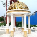 Luxury White Marble Garden Gazebo Metal Wrought Roof Dome Pavilion Modern Large