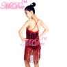 Buy cheap Black Red Latin Dance Costumes , Fringe Latin Dress Spandex Lining Leotard Under from wholesalers