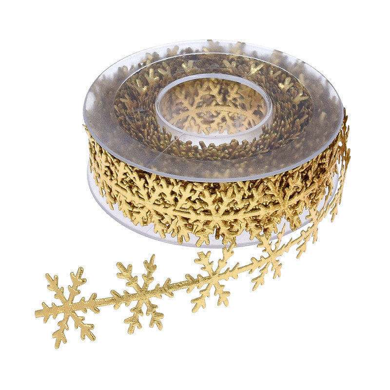 25mm Ultrasonic Snow Ribbon For Christmas Tree Silver Gold Color