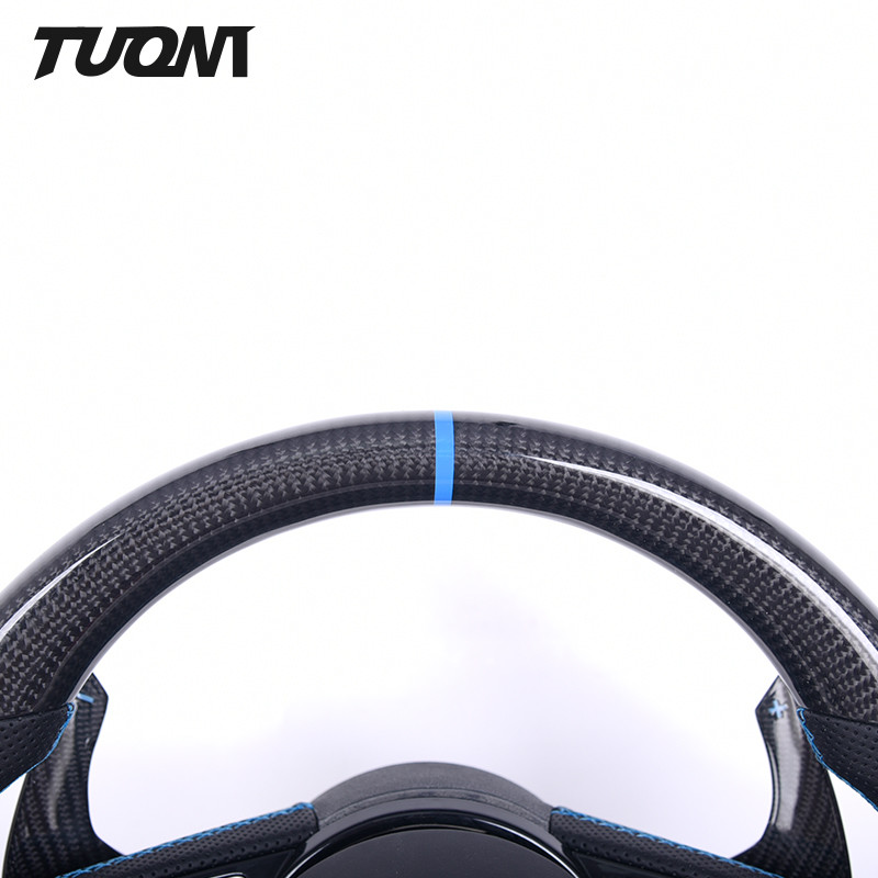 Black Perforated Leather Carbon Fiber Steering Wheel Audi RS3 S3 A3 A4 RS4