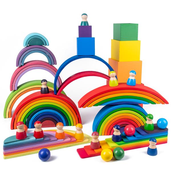 Buy cheap 30cm Pine Wooden Blocks Toys Rainbow Building Blocks Tower Toys from wholesalers