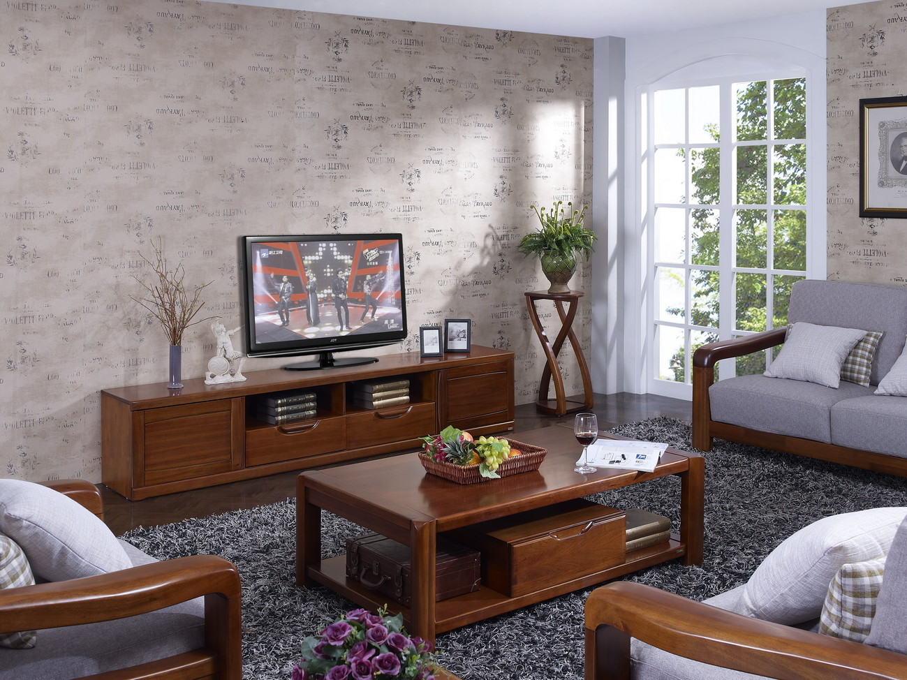 High end quality 1+2+3 Solid wood Leisure sofa set by Fabric and density sponge upholstered seat cushion