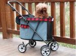 Blue Cowboy Canvas Cozy Dog Carrier Trolley Dog Trolley On Wheels 53x39x82cm