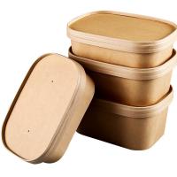 Buy cheap Customized square with cover for printing, multi-purpose Kraft salad bowl product