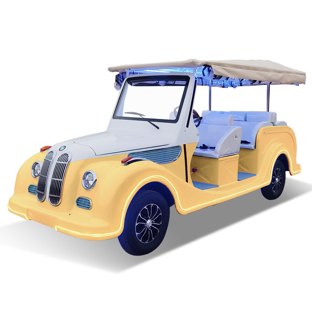 8 Seats Classic Golf Cart Yellow Color Steel Frame Iron Shell Stamping Body 5kw 48V*150AH