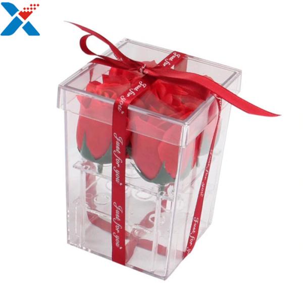 Flower Packing Clear Acrylic Box Display Cases Organizer Rose Gift Box With