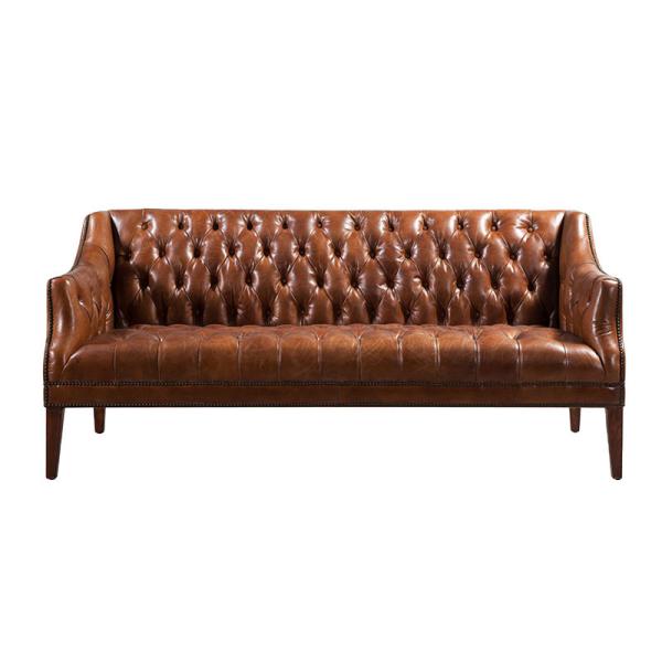 Buy cheap Three And Two Seater Vintage Leather Sofas With Wooden Legs from wholesalers