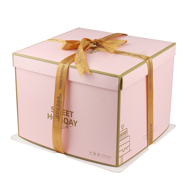 Custom Food Packaging Box Paperboard CMYK/Pantone Printing 4 6 8 12 Inch Birthday Party Cake Boxes Manufacturers
