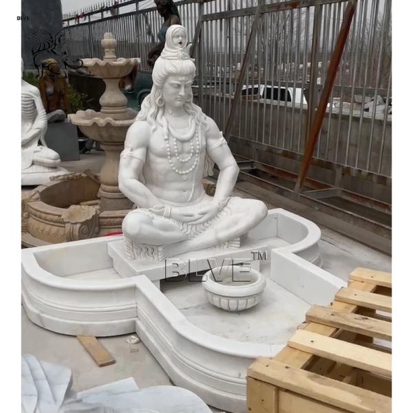 Buy cheap BLVE White Marble Lord Shiva Shakti Statue Garden Buddha Statue Fountain Hindu God Stone Sculpture Life Size Indian from wholesalers