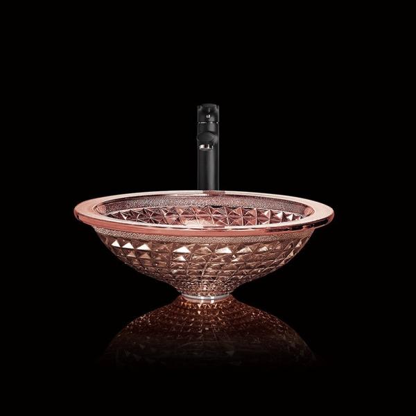 Buy cheap Funnel Shaped Rose Gold Bathroom Sink Crystal Chromed 450mm Length from wholesalers
