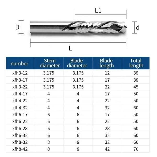 Manufacturer Hot Sales Cabide End Mill 2Flute Spiral up and Down Cut CNC Bit Composition Router Bits for Wood Woodworking
