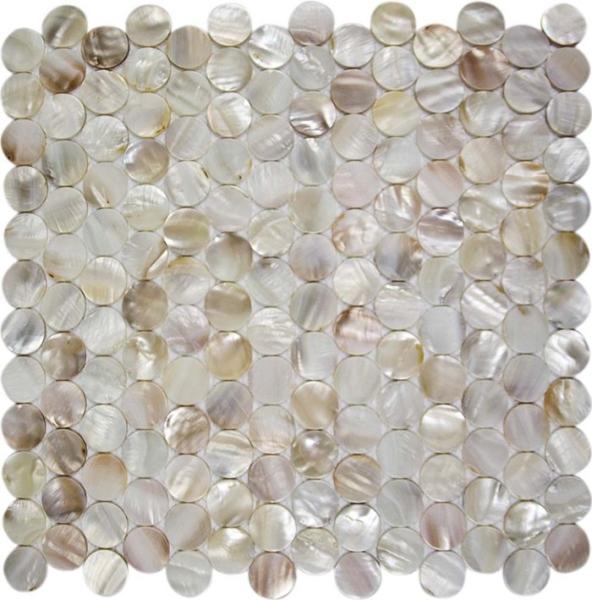 Buy cheap Round Mother Of Pearl Bathroom Tiles Fresh Water Seashell Decor 2mm Thickness from wholesalers
