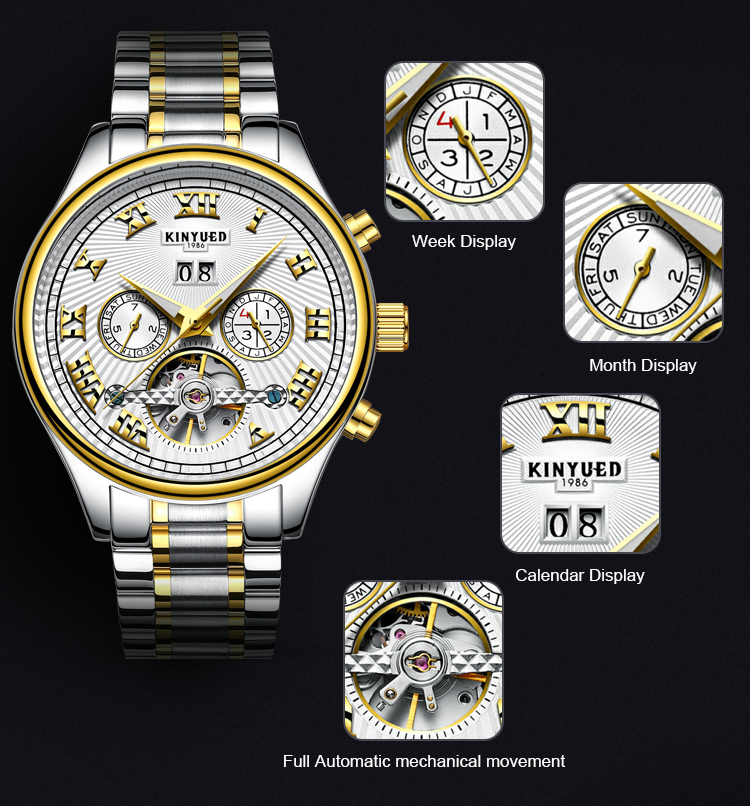 Automatic watch luxury brand KINYUED tourbillon automatic mechanical watch for men